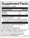 Sunflower Lecithin from Non-Gmo Sunflower Seeds 1200 mg / 90 Softgels