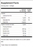 Certified Organic Coconut Oil 1000mg. / 60 Softgels