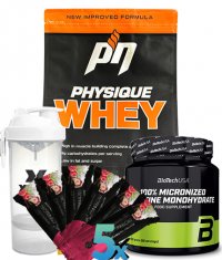 PROMO STACK Proteina + Creatina + Shaker + 5 Mostre C4