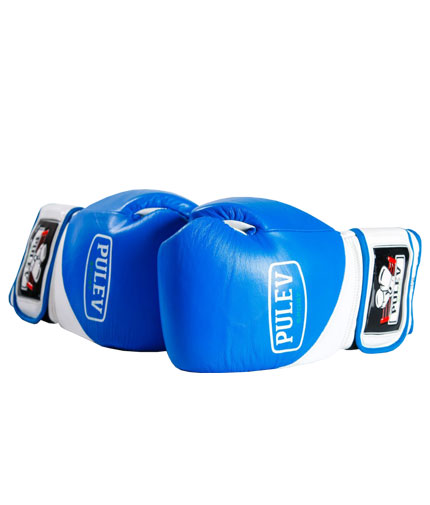 PULEV SPORT Blue-White Velcro Boxing Gloves