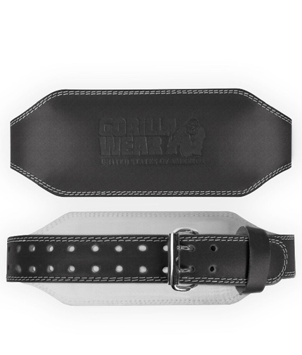 GORILLA WEAR Padded Leather Lifting Belt / Black - Black / 6 Inches
