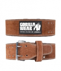 GORILLA WEAR 4 Inch Leather Lifting Belt / Brown
