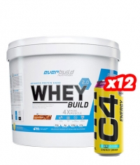 PROMO STACK Whey Protein Build 2.0 + 12 Free C4 Explosinve Energy / 500 ml