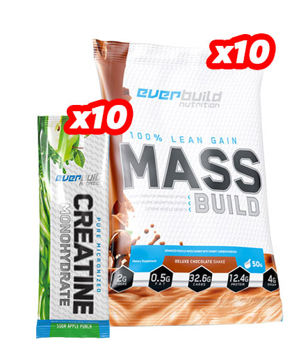 PROMO STACK Mass Build Gainer + Creatine Monohydrate / 2 x 10 Sachets