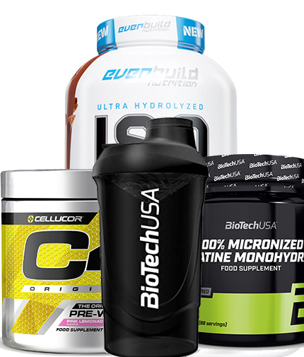 PROMO STACK Pachet IZOLAT PROTEIC + Creatina + PRE-WORKOUT+ cadou