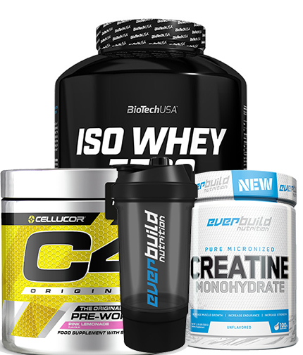 PROMO STACK Pachet IZOLAT PROTEIC + Creatina + PRE-WORKOUT + cadou