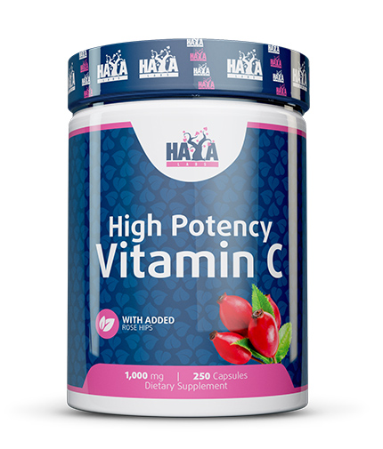 HAYA LABS High Potency Vitamin C 1,000mg with Rose Hips 250 Caps.