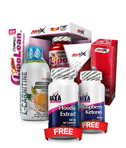 PROMO STACK AMIX LipoLean® / 90caps. + No Fat & Cellulite Gel 200 ml. + EVERBUILD Liquid L-Carnitine 3000mg + Green Tea + HAYA LABS Raspberry Ketones 500mg / 60 Caps. + Hoodia extract 50% 500mg 60 Caps 3+2 FREE!